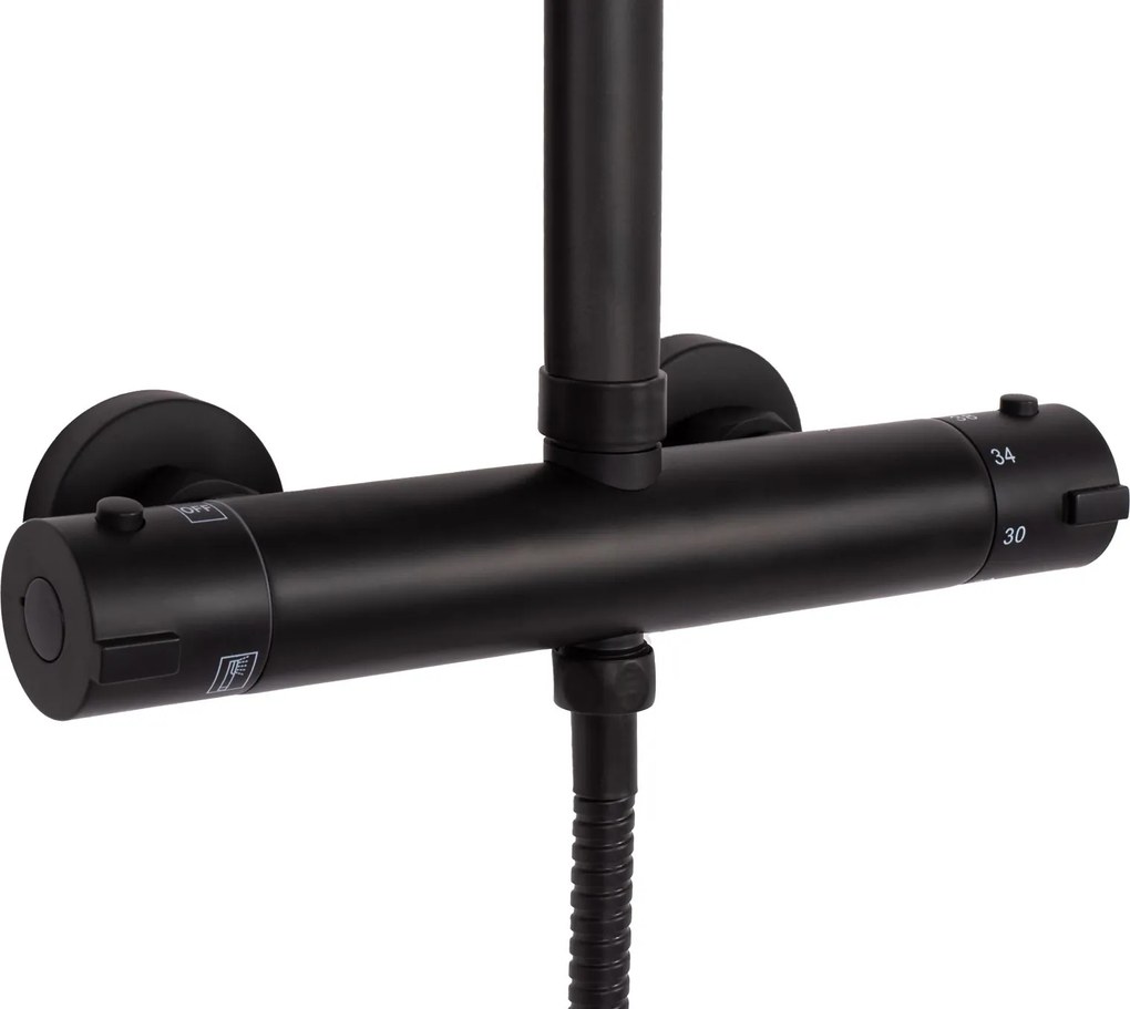 Rea Tom, sprchová súprava s termostatickou batériou, čierna matná, REA-P7101