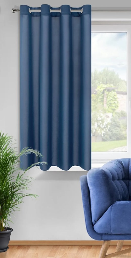 KRÁTKY ZÁVES NA KRÚŽKOCH RITA 140X175 CM TMAVOMODRÁ