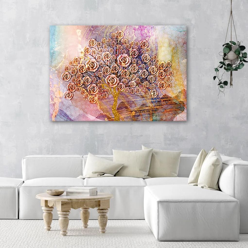 Obraz na plátně, Květiny strom života - 90x60 cm
