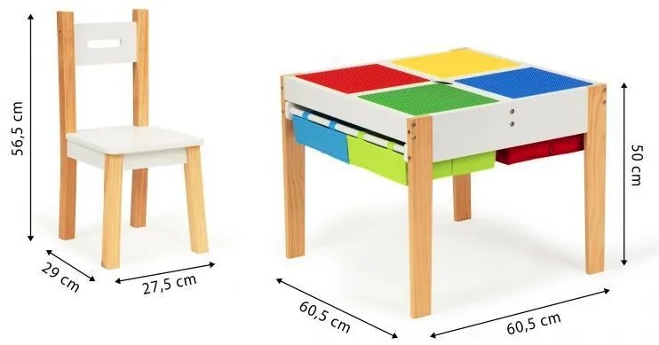 Farebný detský set stolíka a stoličiek