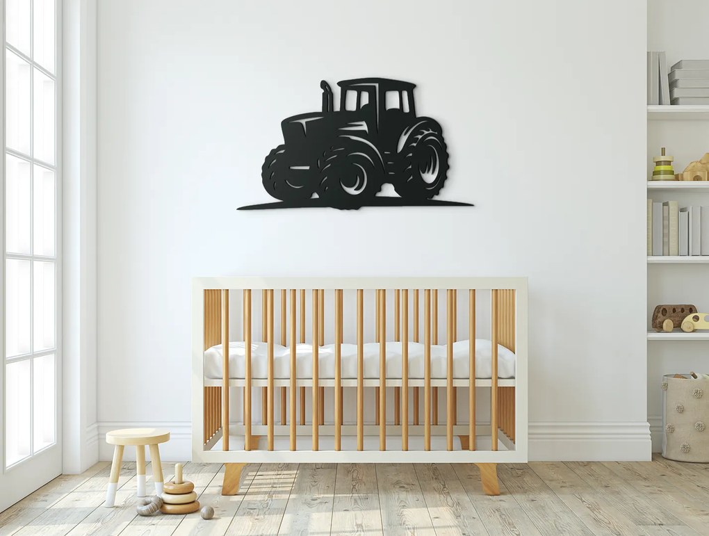 drevko Drevená nálepka do detskej izby Traktor Rozmer obrazu: 25 x 44,5 cm, Farba dekorácie: Čierna