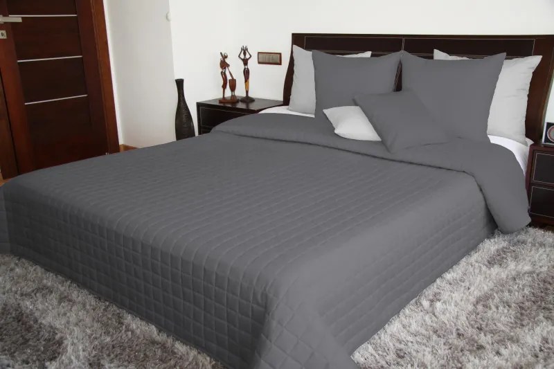 Obojstranný tmavošedý prehoz Šírka: 75 cm | Dĺžka: 220 cm
