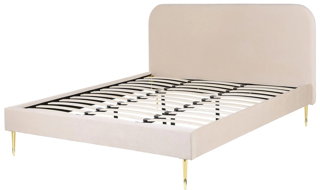 Zamatová posteľ 180 x 200 cm béžová FLAYAT Beliani
