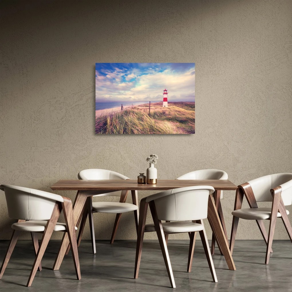 Sklenený obraz - Červený maják (70x50 cm)