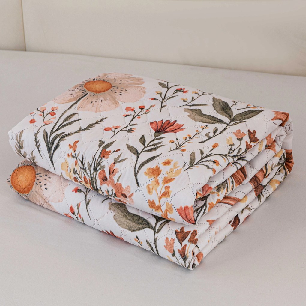 Prehoz na posteľ FLORAL RIBBON, krémový Rozmer: 220 x 240 cm
