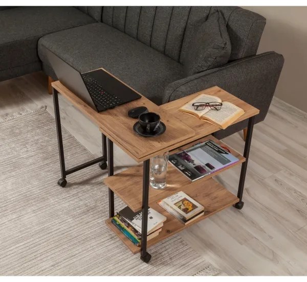 Odkladací stolík MELIN 63x70 cm hnedá/čierna