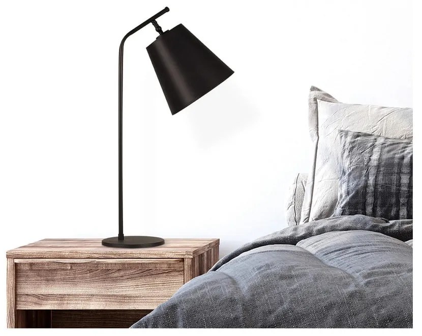 Čierna stolová lampa s kovovým tienidlom (výška 67 cm) Salihini – Opviq lights