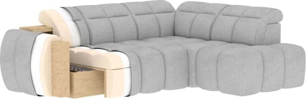 Svetlosivá rozkladacia/s úložným priestorom rohová pohovka z textílie buklé (ľavý roh/do L) Falconn – ELTAP