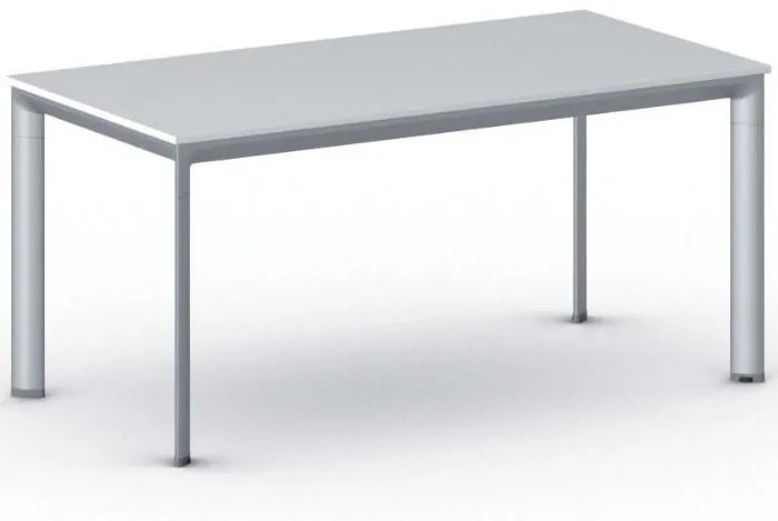Kancelársky stôl PRIMO INVITATION, sivostrieborná podnož 1600 x 800 mm, biela