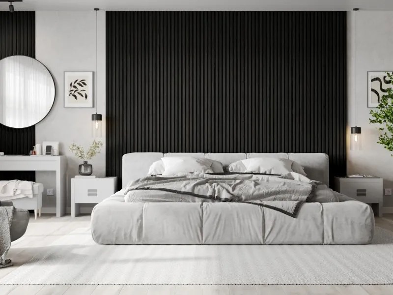 Mexen Lam-F, akustické stenové lamely 275 × 30 cm, plstený podklad 8 mm, technická dyha, dub čierny striebristý, S105-275307-3015-025
