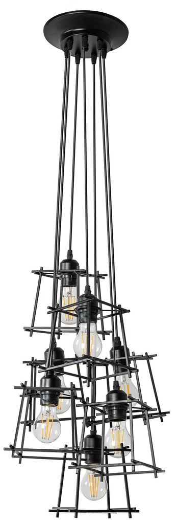 Toolight - Závesné stropné svietidlo 7xE27 APP221-7CP, čierna, OSW-00409