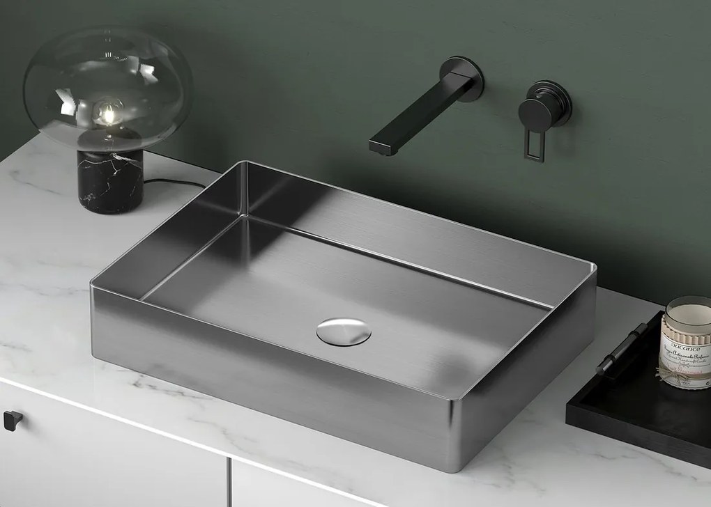 Sapho Sapho, AURUM nerezové umývadlo 50x3,2 cm, vrátane výpuste, nerez mat, AU403