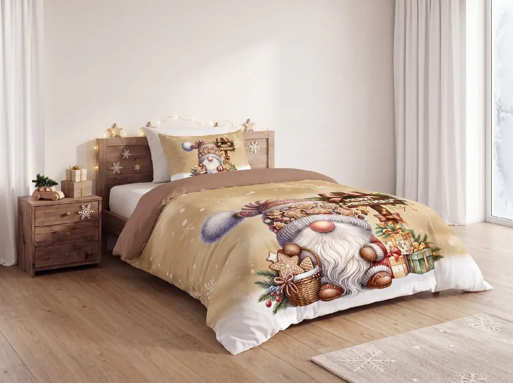 3D obliečky z mikrovlákna GINGER GNOME hnedé Rozmer obliečky: 70 x 90 cm | 140 x 200 cm