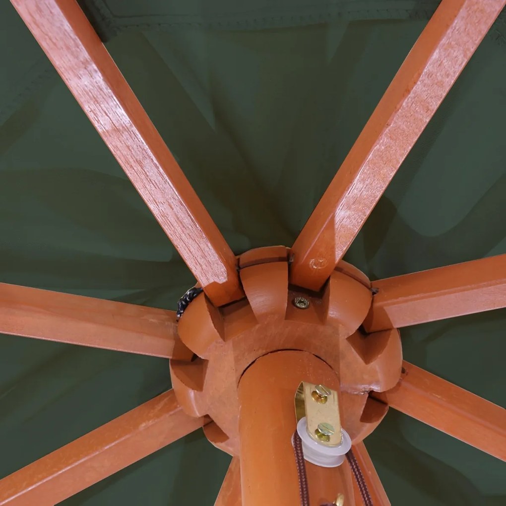 Slnečník Florida Ø 3,5m - polyester/drevo 7kg - zelená