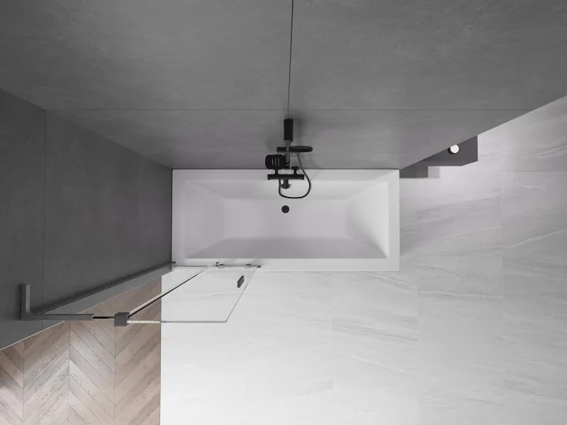 Mexen Velar L, 2-krídlová posuvná vaňová zástena 75 x 150 cm, 8mm číre sklo, brúsený grafit, 896-075-003-01-66