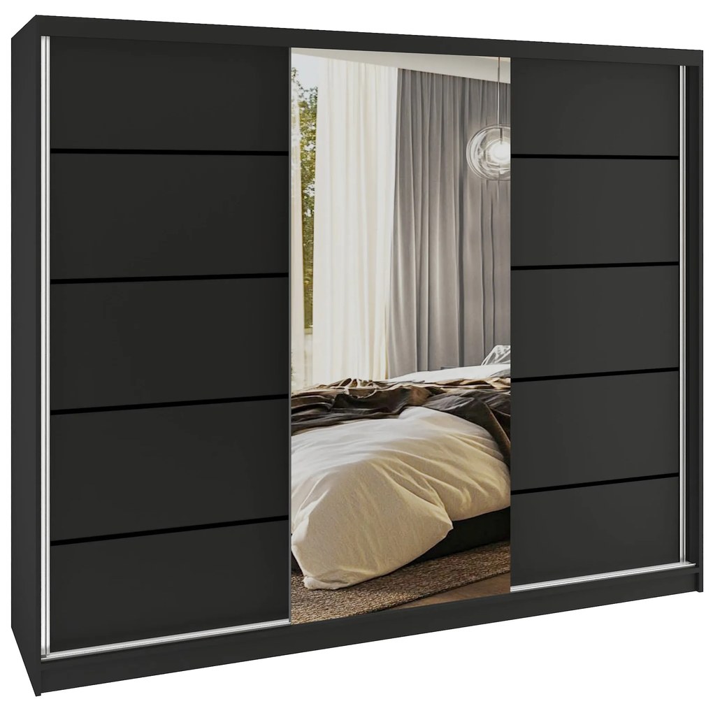 Šatníková skriňa SERENITY 232 cm čierny mat MBP SERENITY SZP8/0/B/B/0/HIAL