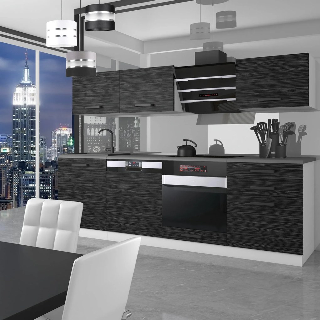 Kuchynská linka Belini Premium Full Version 240 cm eben kráľovský bez pracovnej dosky LINDA