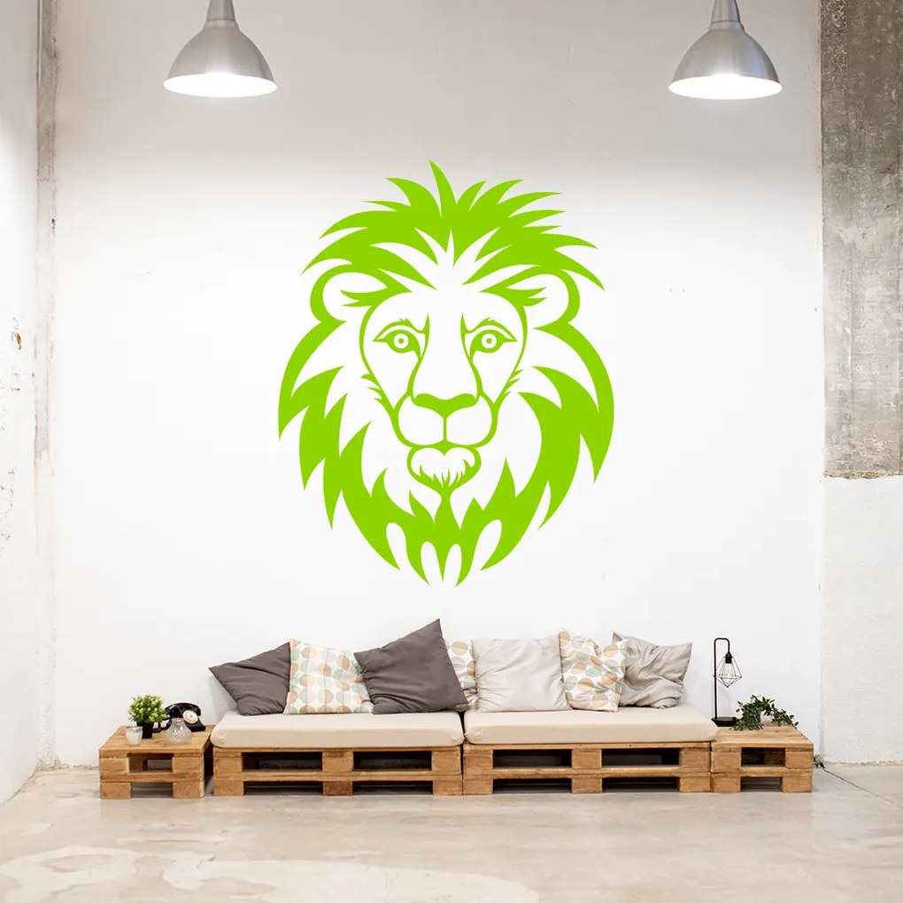 Veselá Stena Samolepka Hlava Leva Farba: černá, Veľkosť: 100 x 128 cm