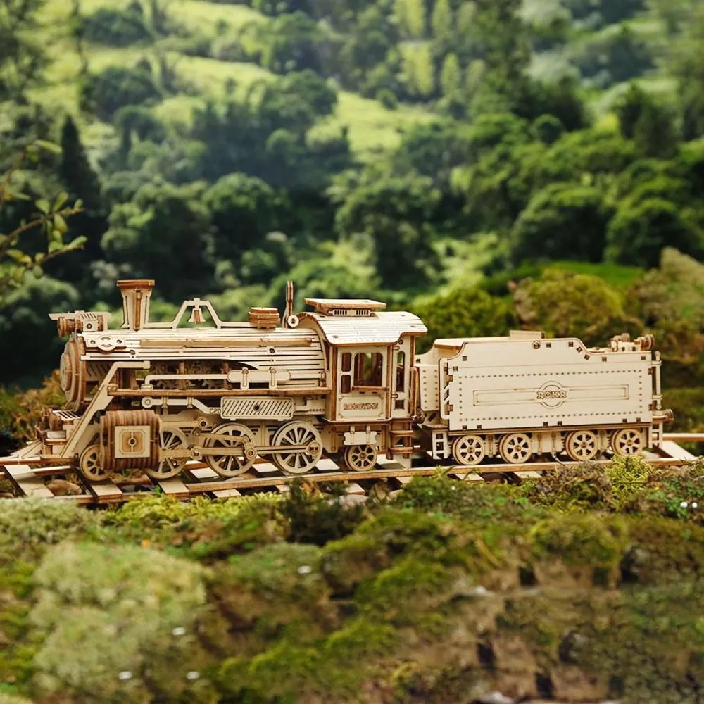 Robotime 3D drevené puzzle Parní lokomotiva Prime Steam Express 1:80 308 ks