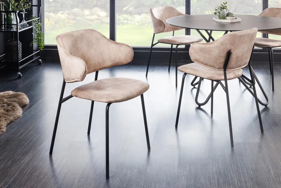 Dizajnová jedálenská stolička Blois šampanská zamat