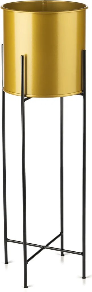 KOVOVÝ KVETINÁČ SO STOJANOM GLAMOUR 75X24 CM ZLATÁ/ČIERNA