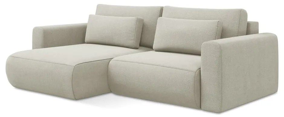 Béžová rozkladacia/s úložným priestorom rohová pohovka (ľavý roh/s leňoškou) Kapua – Makamii