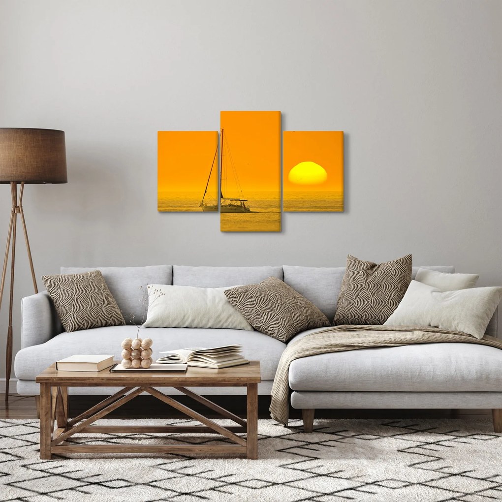 Obraz - Loďka uprostred mora (90x60 cm)