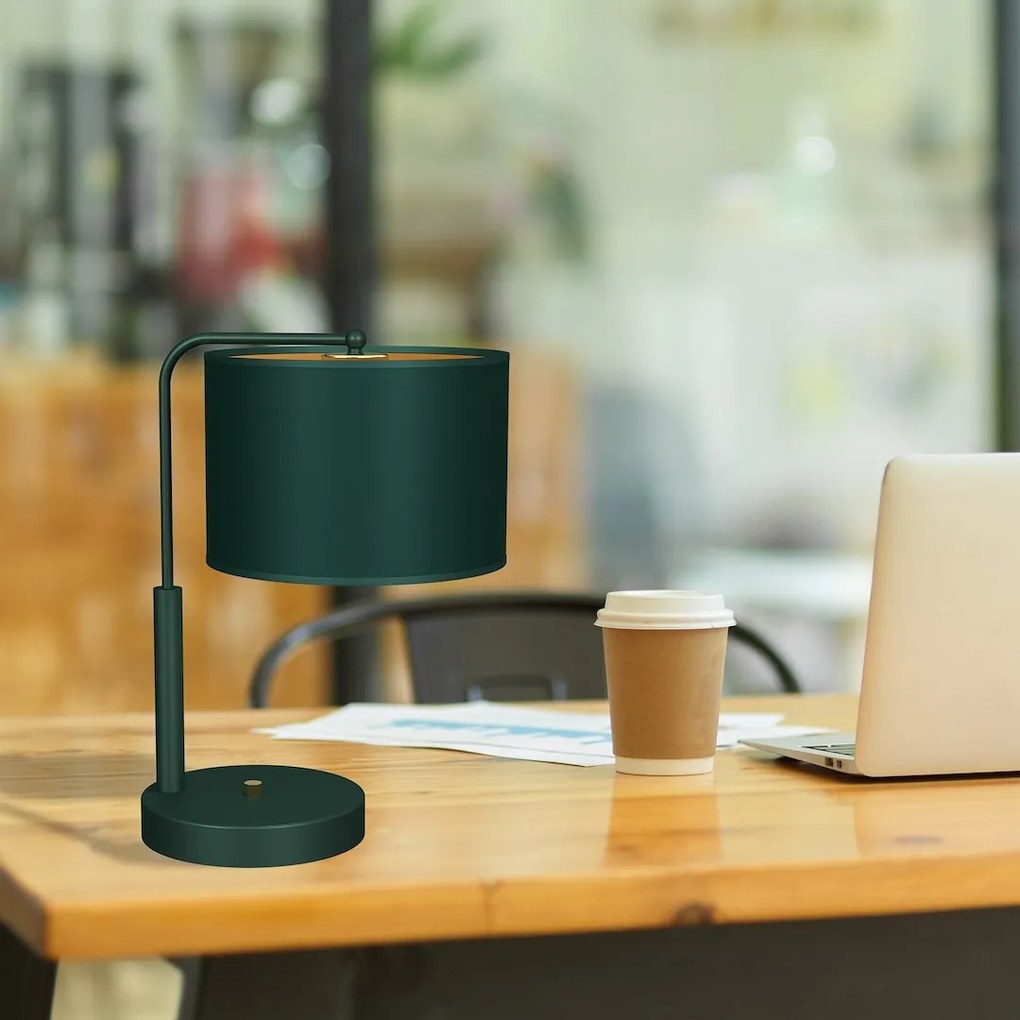 Stolná lampa Verde, 1x zelené textilné tienidlo, gr