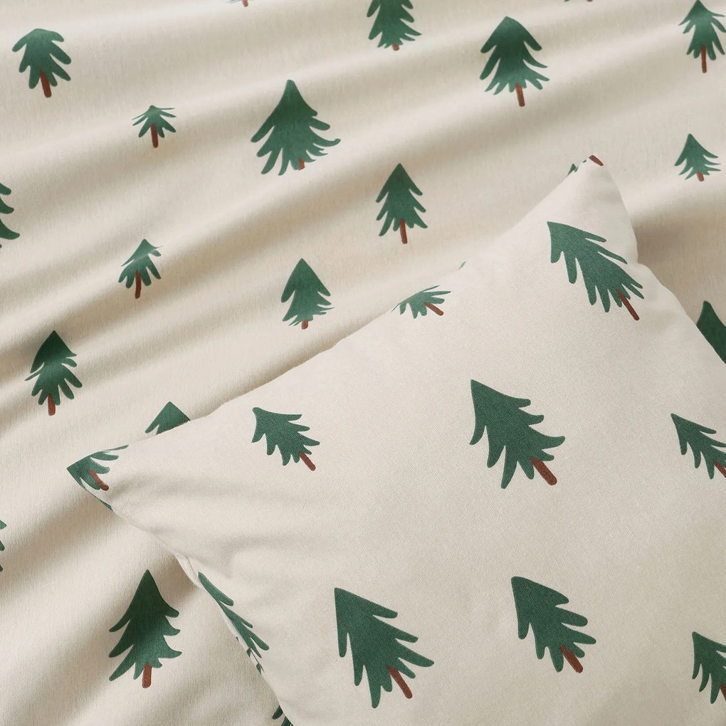 Goldea flanelová obliečka na vankúš - stromčeky na režnom 40 x 40 cm