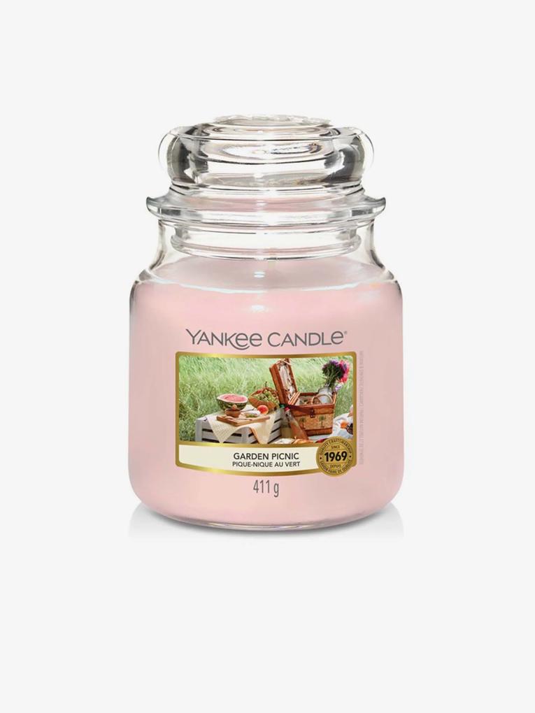 Yankee Candle ružové vonná sviečka Garden Picnic Classic stredná
