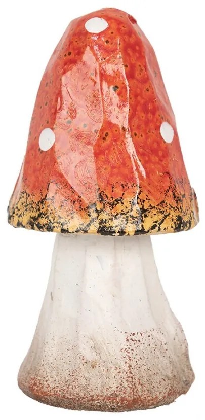 Bielo-červená keramická dekorácia huba Muchotrávka - Ø 6*11 cm