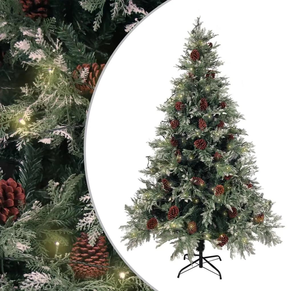 Vianočný stromček s LED a šiškami, zeleno biely 120 cm PVC a PE 3094563