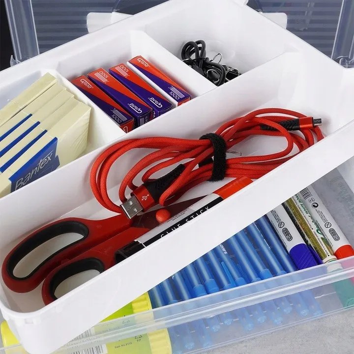 Organizér, úložný box 2v1, multifunkčný, biely STORMAX - 6 l, 32 x 23 x 11 cm