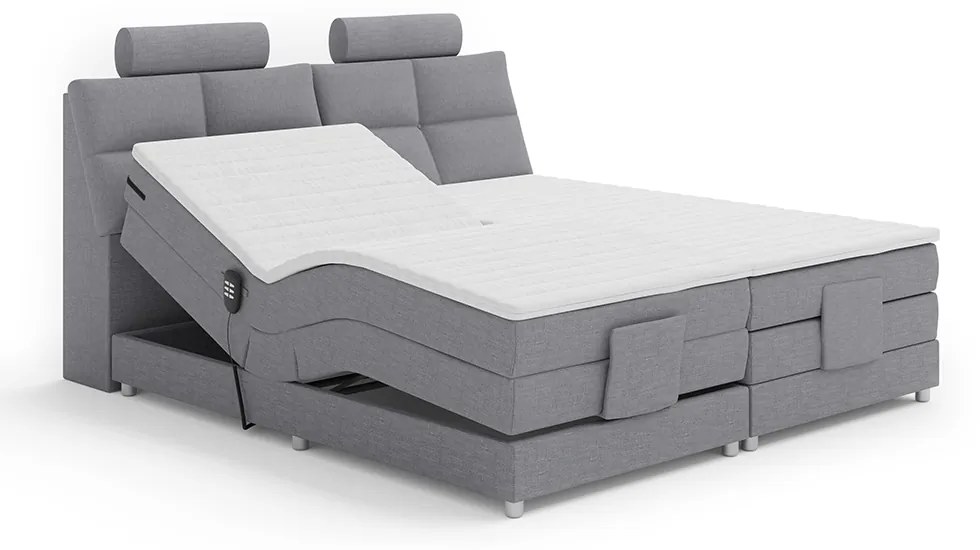 Elektrická polohovacia posteľ, boxspring, sivá, 160x200, POLERMA NEW