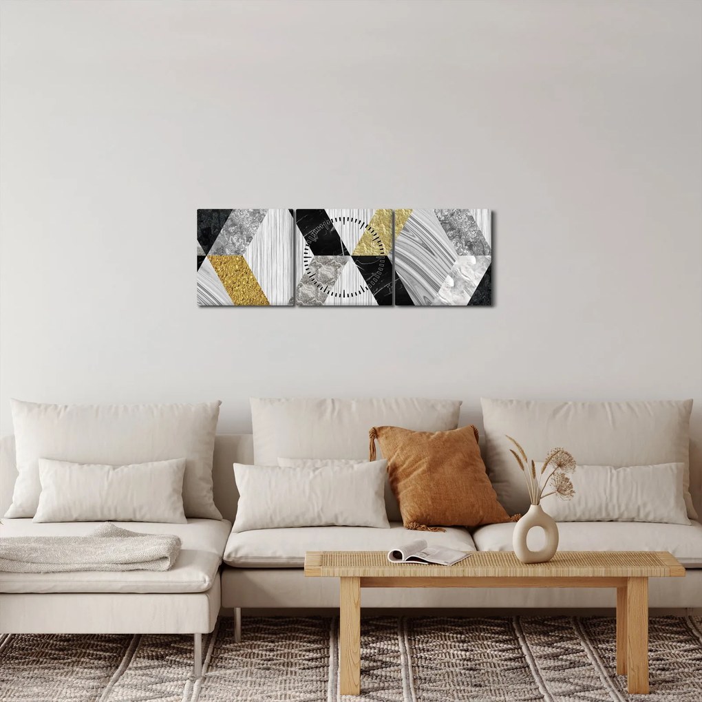 Obraz - Textúrovaný dekor (s hodinami) (90x30 cm)