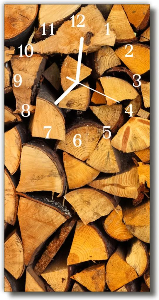 Sklenené hodiny vertikálne  Béžové drevené drevo