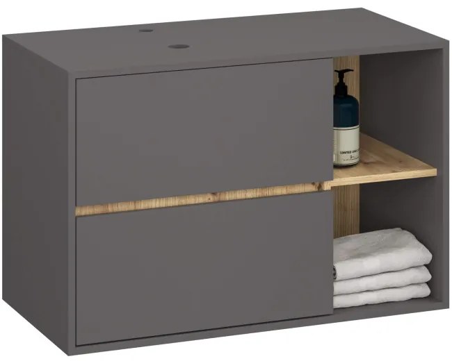 Skrinka pod umývadlo VAMI W90 2SZ grafitová / sivá / dub artisan
