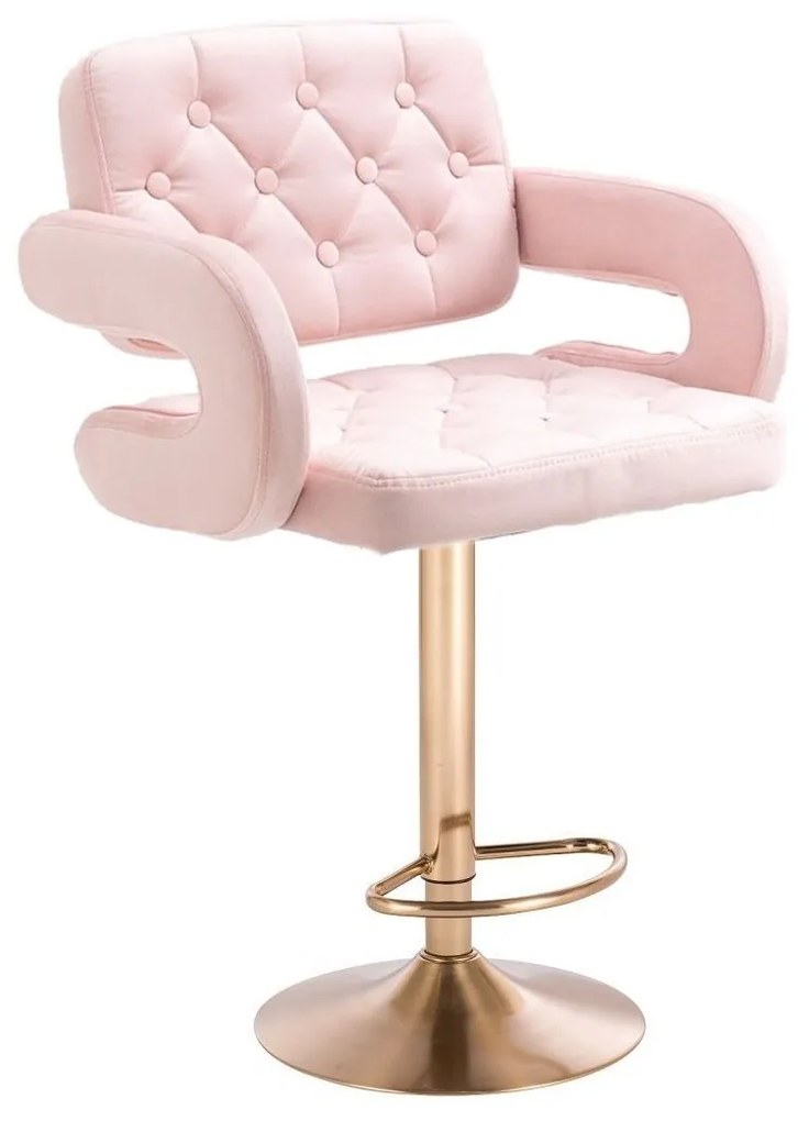 LuxuryForm DESIGN Barová stolička ADRIA VELUR na zlatom tanieri - ružová