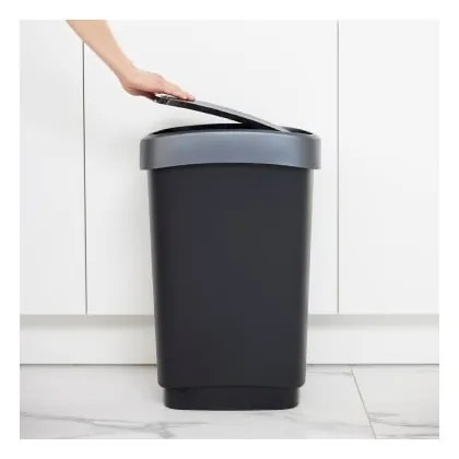 Plastový odpadkový kôš v čierno-striebornej farbe 50 l Twist – Rotho