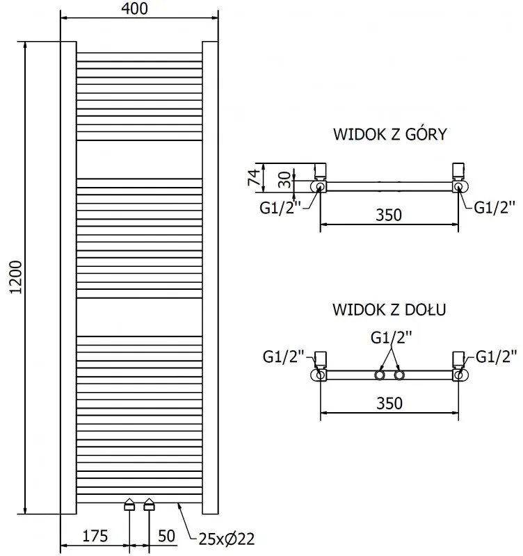 Mexen Mars, vykurovacie teleso 1200x400 mm, 346 W, zlatá lesklá, W110-1200-400-00-50