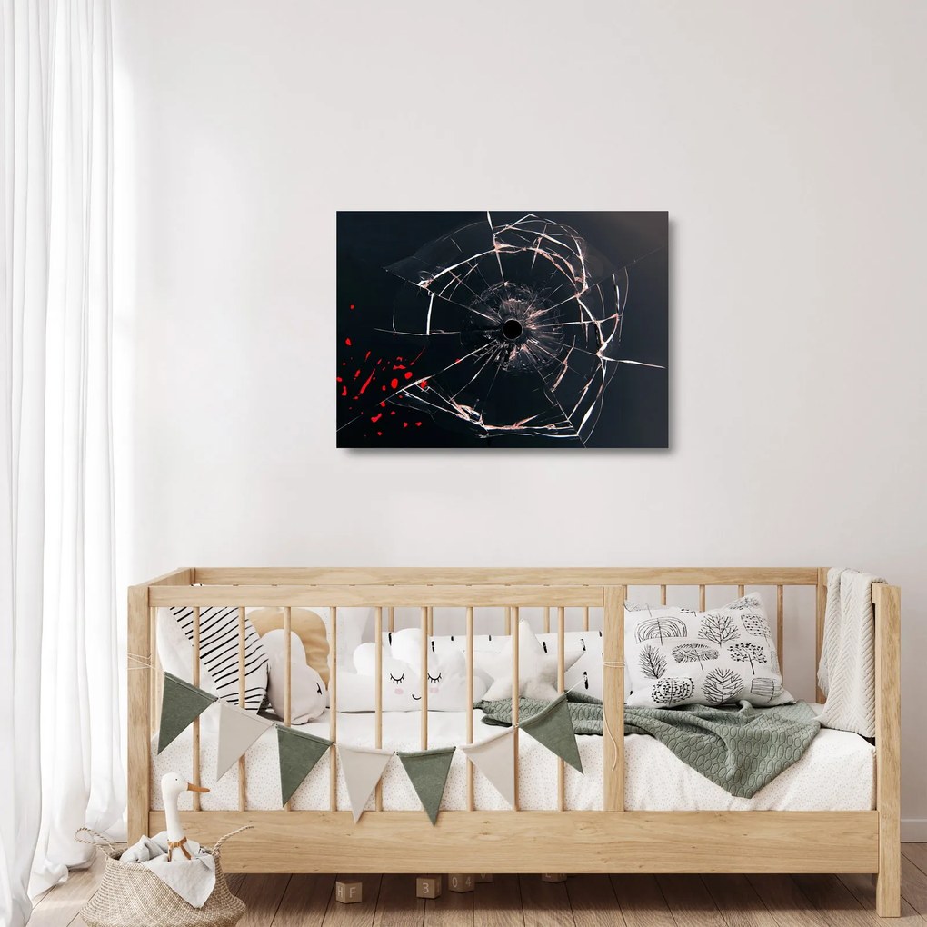 Abstraktný sklenený obraz - rozbité sklo (70x50 cm)