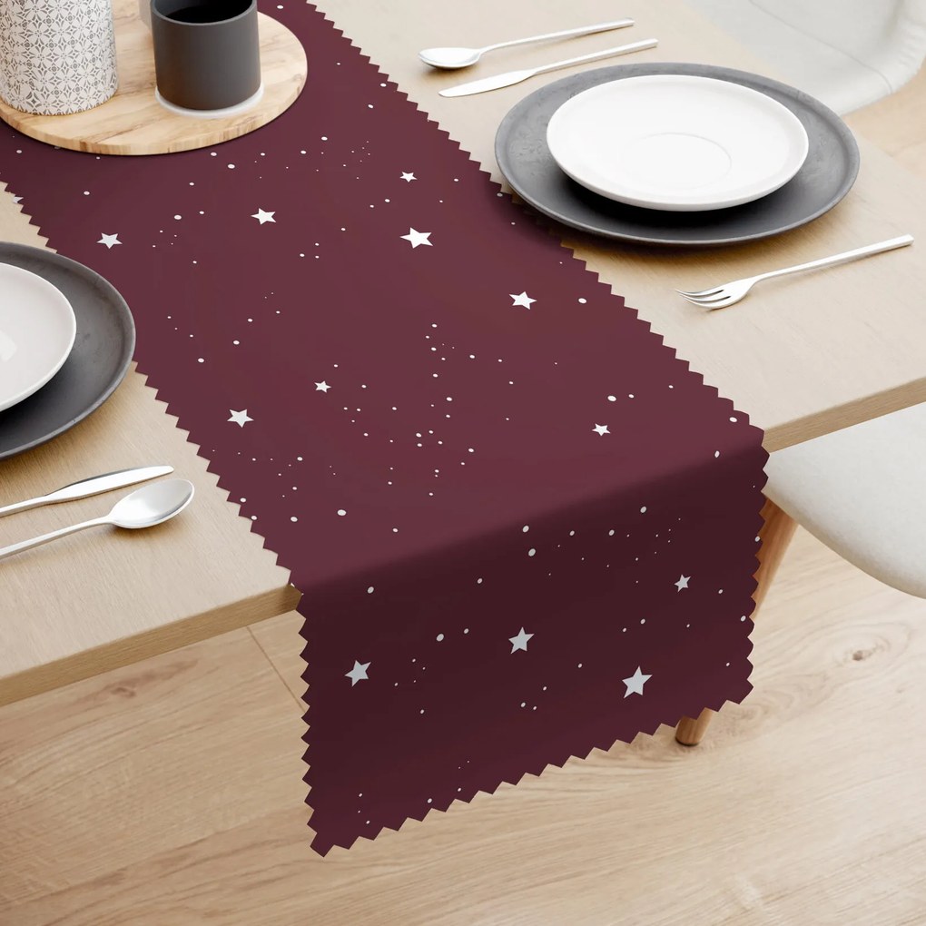 Goldea vianočný behúň na stôl teflónový - hviezdičky na vínovej 35x120 cm