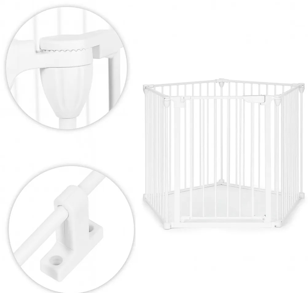 Ochranná zábrana pre deti a zvieratá, 5 panelov, 60 cm, biely kov, ECOTOYS