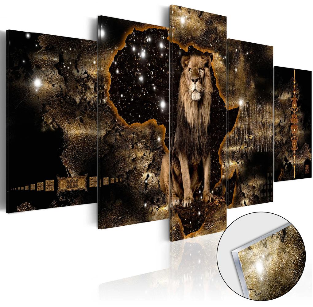 Artgeist Obraz na akrylátovom skle - Golden Lion [Glass] Veľkosť: 200x100