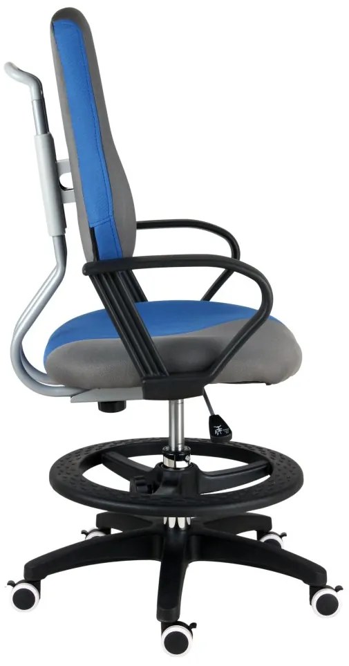 Detská rastúca stolička Neoseat KINDER PLUS — látka, sivá/modrá