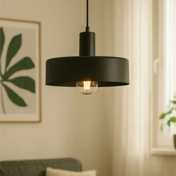 Závesný luster ARCANE na lanku 1xE27/60W/230V, čierny