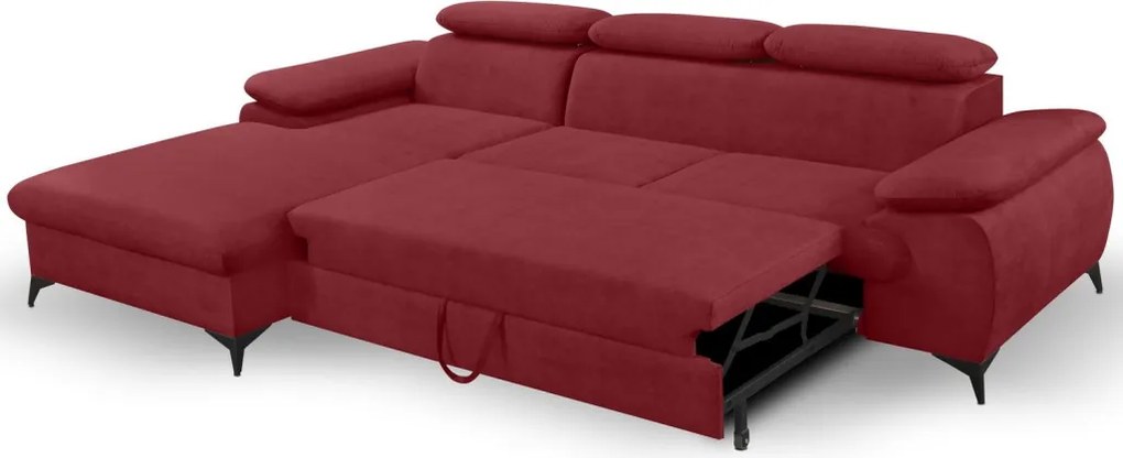 Rohová sedacia súprava Scala, červená látka, ľavý roh