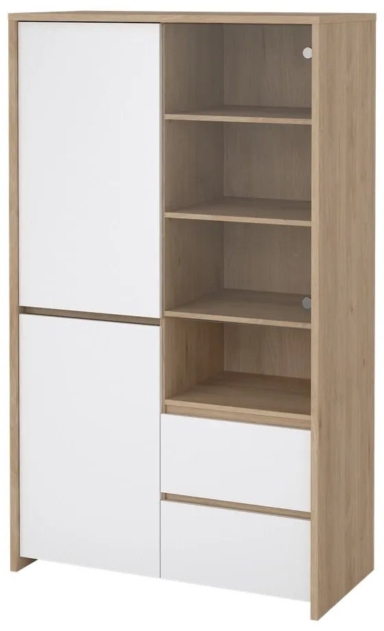 Biela/v prírodnej farbe vitrína v dekore duba 100x170x48 cm Next – Tvilum