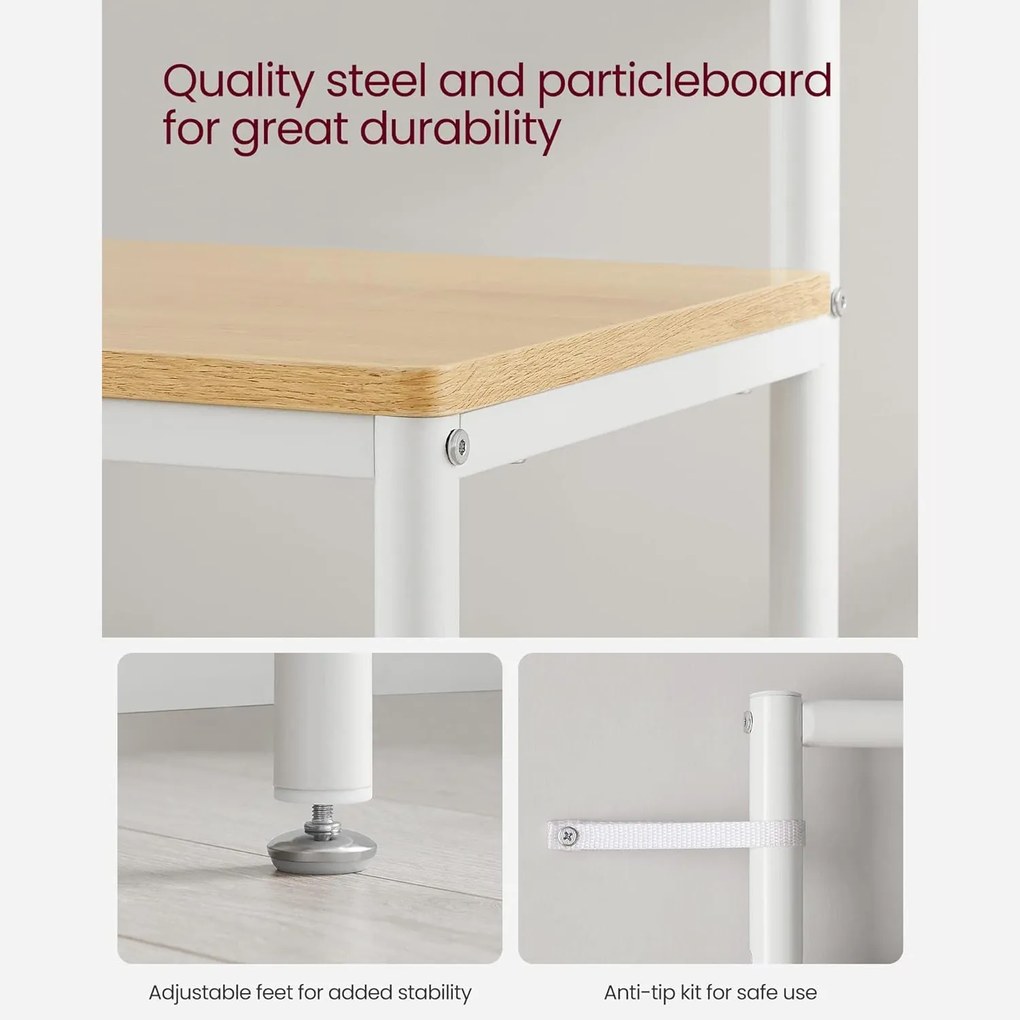 Predsieňová stena so zrkadlom, 7 háčikmi, lavicou na topánky, farba dub a biela