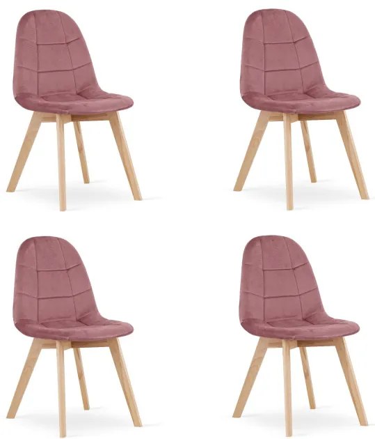 Set štyroch jedálenských stoličiek BORA zamatové ružové (4ks)